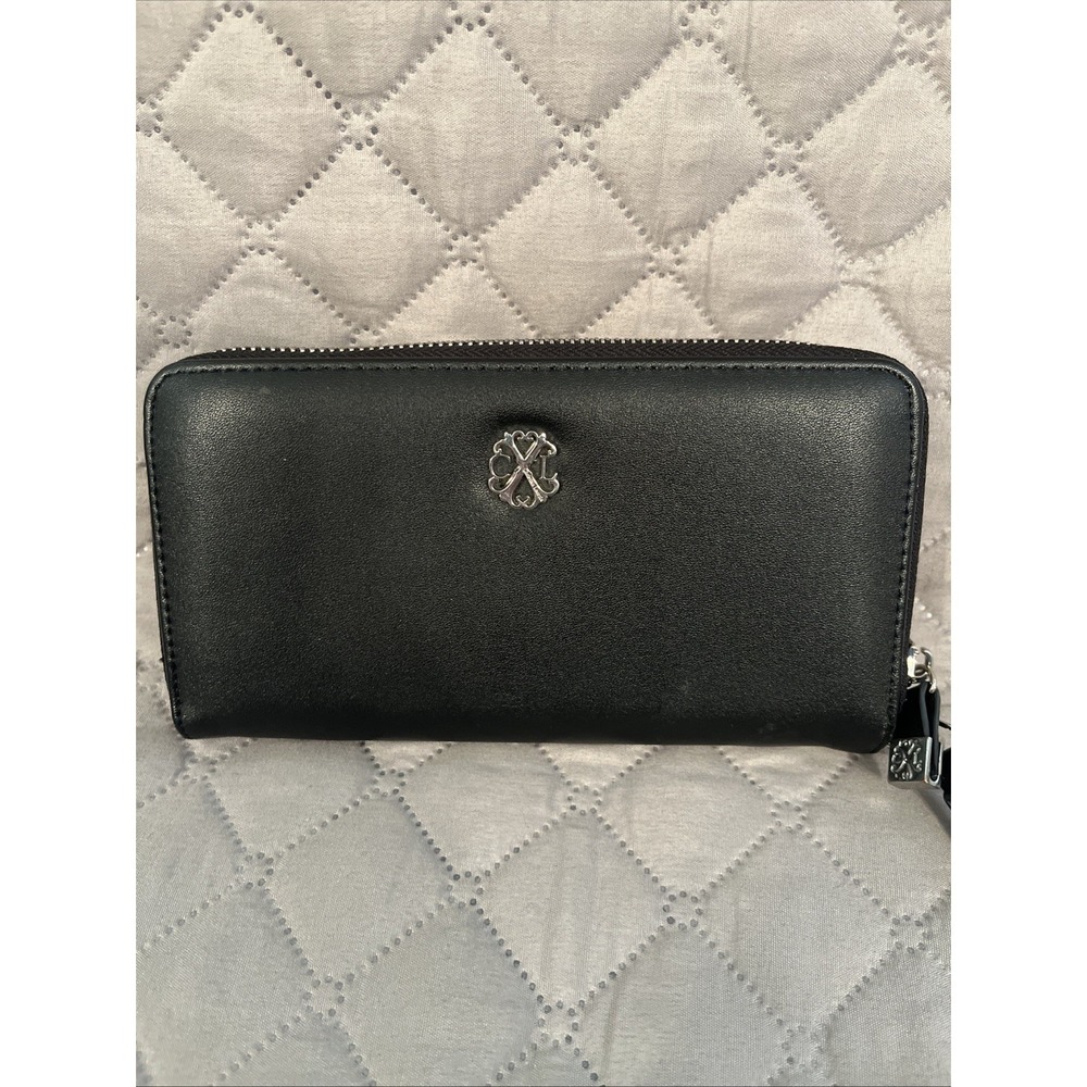 Women's Leather Wallet CXL black Handbag with Chain - Picture 2 of 8